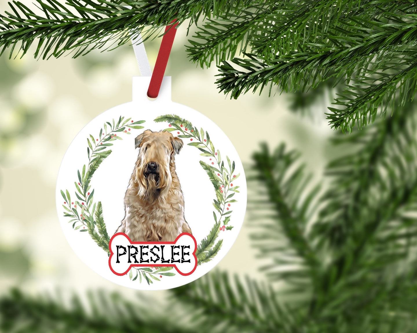 Wheaten Terrier Dog Ornaments. Personalized  Soft Coated Terrier Dog Gift! Custom Wheaten Terrier Ornament. Wheaten Terrier Mom gift!