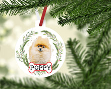Load image into Gallery viewer, Pomeranian Dog Ornaments. Personalized Pomeranian Puppy Gift! Personalized Pomeranian Spitz Ornament. Pomeranian rescue dog Mom gift!
