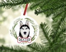 Load image into Gallery viewer, Husky Ornaments. Personalized Gift for the Husky lover! Brown or Black Husky Ornament. Perfect Husky Gifts for the dog mom or dad!
