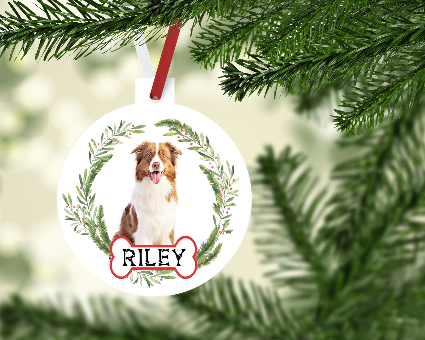 Red Australian Shepherd Ornaments. Red Australian Shepherd Gift. Personalized Red Australian Shepherd Dog Mom. Australian Shepherd Ornament.