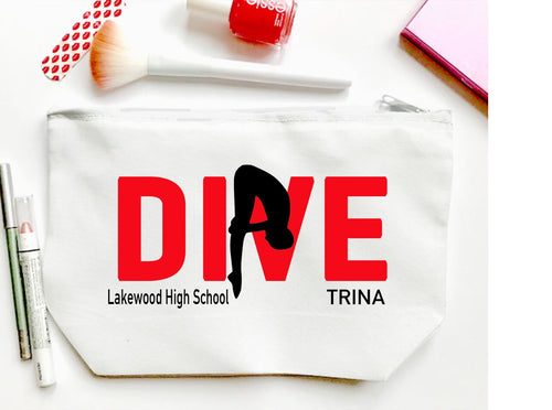 Dive Make Up bag. Custom Diver bag. Personalized Dive Team Bag. Dive Mom Gift! Great Dive Team Coach Gift. Dive Gift.Girls Dive Bag.