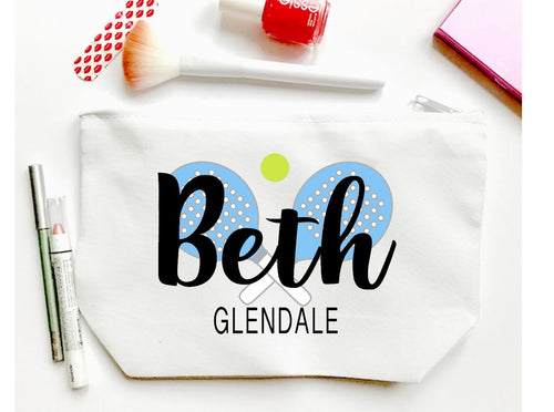 Paddle, Platform tennis Personalized Make Up bag. Great Tennis Girls Weekend Favors. Personalized Platform Tennis Team Gift! Paddle bag