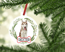 Load image into Gallery viewer, Husky Ornaments. Personalized Gift for the Husky lover! Brown or Black Husky Ornament. Perfect Husky Gifts for the dog mom or dad!
