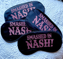 Load image into Gallery viewer, Glitter Nashville Sleep Mask! Great Nashville Bachelorette or Birthday party FAVORS. Nashville hangover bags! Nashville Party Favors.
