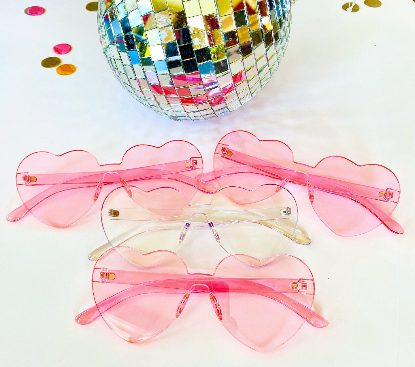 Light Pink Rimless Heart Sunglasses