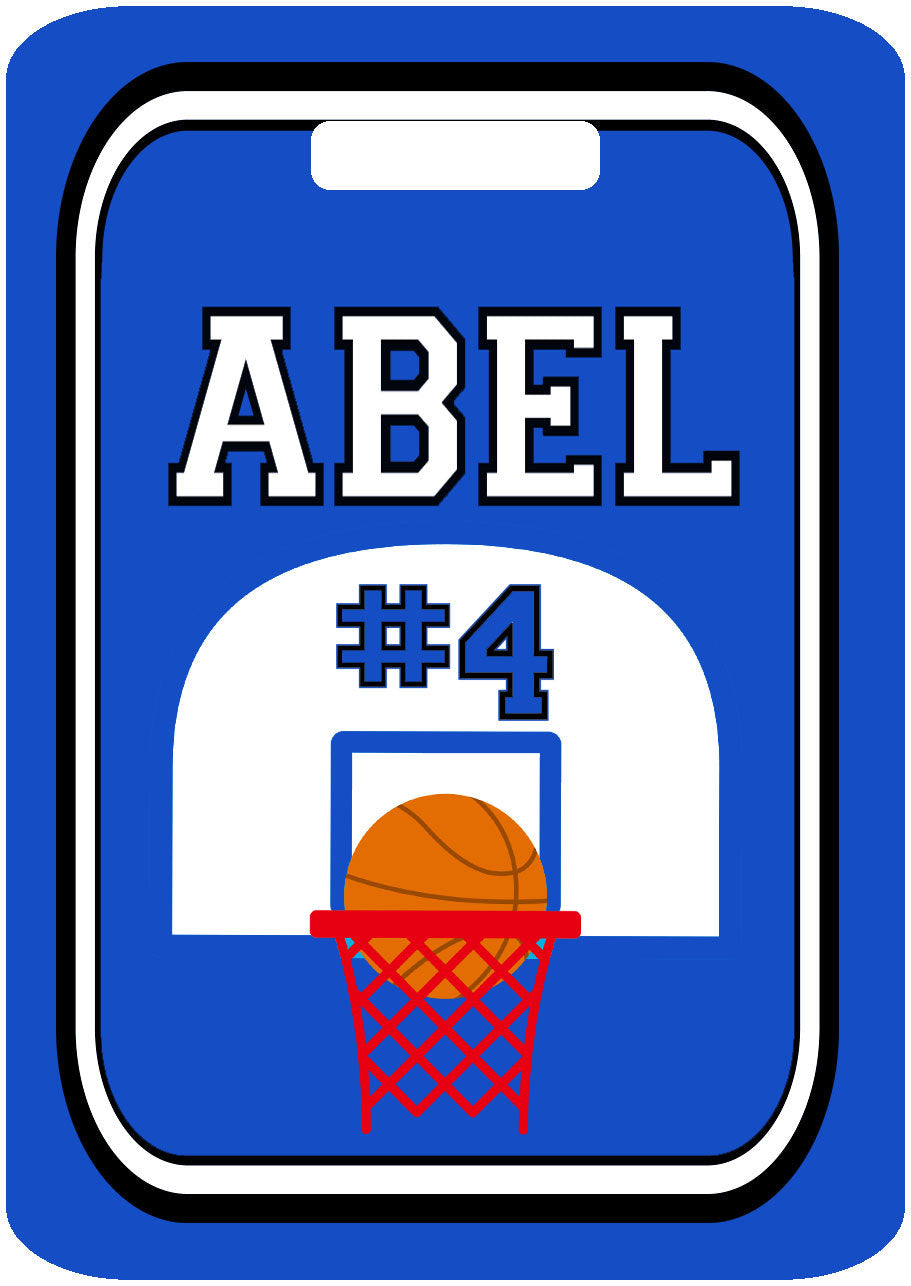 Basketball Bag Tag. Great Basketball team present or Birthday gift. Monogram or Last name, and number. Any school colors can be used!