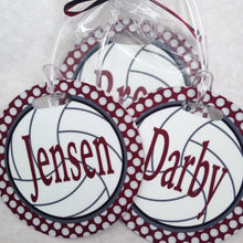 Load image into Gallery viewer, Personalized Volleyball Bag Tag. Perfect Volleyball player gift. Great Volleyball team gift. Custom colors!
