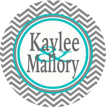 Load image into Gallery viewer, Gray Chevron Personalized Room Sign. Great on a dorm door! Match the colors of the room. Triples or Quads too!
