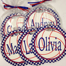 Load image into Gallery viewer, Personalized Volleyball Bag Tag. Perfect Volleyball player gift. Great Volleyball team gift. Custom colors!
