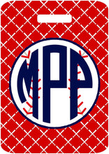 Load image into Gallery viewer, Baseball Bats Luggage Tags. Monogrammed bag tag! Baseball Bag tag. Baseball team gifts too!
