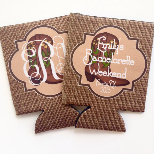 Western "Burlap" Huggers. Burlap Bachelorette or Birthday Party Favors. Monogram Western Bachelorette Party Favors.Nashville or Austin Party