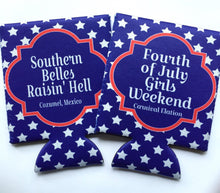 Load image into Gallery viewer, America Stars Party Huggers. Red White and Blue Party Favors! USA Party Huggers! USA Bachelorette Party Favors. Personalized USA Hugger
