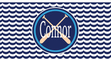 Load image into Gallery viewer, Crew Personalized License Plate. Oars and a Monogram will look great on any car! Nautical Car Tag.
