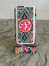 Load image into Gallery viewer, Quatrefoil Phone Stand, Fits most Cell phones, Monogram Cell Phone Stand. Personalized Teacher Gift! Gift for Mom, D+Sister, Grandmother!
