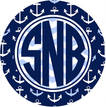 Load image into Gallery viewer, Anchors Mouse Pad. Custom Nautical Monogrammed Gift. Perfect Nautical Desk Accessory!
