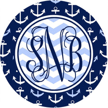 Load image into Gallery viewer, Anchors Mouse Pad. Custom Nautical Monogrammed Gift. Perfect Nautical Desk Accessory!
