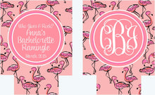 Load image into Gallery viewer, Pink Flamingo Huggers. Birthday or Girls Weekend Coolies. Monogram Bachelorette or Birthday Party Favors. Flamingle Party Favors!
