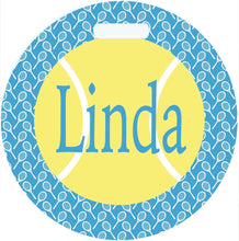 Load image into Gallery viewer, Personalized Tennis Luggage Tag. Great for a Tennis bag or diaper bag too! Birthday or Bachelorette gift. Monogram or full name
