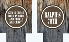 Load image into Gallery viewer, Bachelor Party Woodgrain Huggers. Guy&#39;s Birthday Huggers! Bachelor Party Favors. Dirty 30 Birthday Favors. Guy&#39;s 21st Birthday Party Favors
