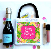 Load image into Gallery viewer, Pineapple Bachelorette or Bridesmaid Hangover Bags. Pineapple Oh Shit Kits! Mini Tote Bag. Custom EMPTY Pineapple Party bag.
