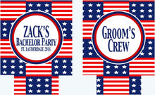 Load image into Gallery viewer, USA Party Huggers. Guy&#39;s &#39;Merica Birthday Coolies! USA Bachelor Party Gifts. America Men&#39;s Birthday Favors. Guys Bachelor Weekend Huggers.
