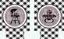 Load image into Gallery viewer, Baby Q Baby Shower Huggers. Baby Shower Koolies. Baby Shower Favors. Gender Reveal Party Favors. Personalized Baby Q Coolies!

